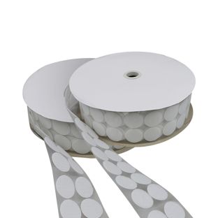Hook and loop dots roll, Set - Hook & Loop  | 33 mm | white 