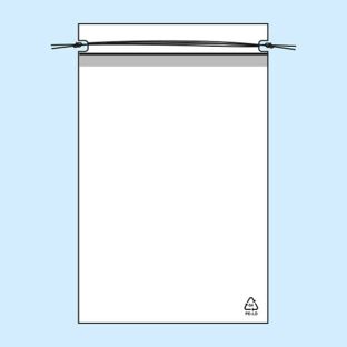 Drawstring bags, PE foil 50 micron 150 x 210 mm
