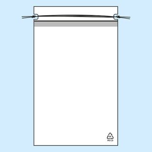 Drawstring bags, PE foil 50 micron 170 x 250 mm