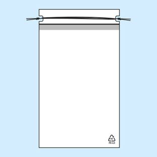 Drawstring bags, PE foil 50 micron 250 x 370 mm
