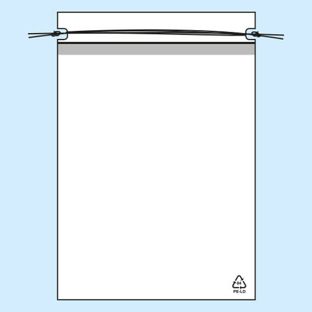 Drawstring bags, PE foil 50 micron 300 x 370 mm