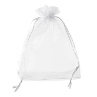 Organza bags with satin ribbon-drawstring white  | 75 x 100 mm 