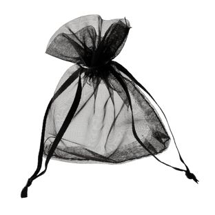 Organza bags with satin ribbon-drawstring black  | 75 x 100 mm 