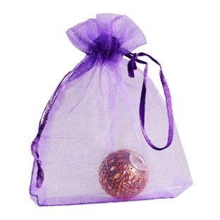 Organza bags with satin ribbon-drawstring purple  | 75 x 100 mm 