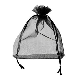 Organza bags with satin ribbon-drawstring black  | 90 x 120 mm 