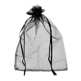 Organza bags with satin ribbon-drawstring black  | 100 x 150 mm 