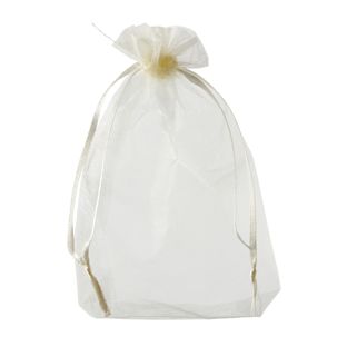 Organza bags with satin ribbon-drawstring cream  | 100 x 150 mm 