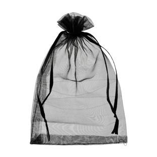 Organza bags with satin ribbon-drawstring black  | 150 x 200 mm 