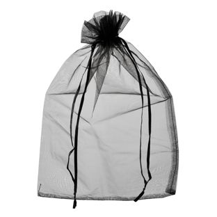 Organza bags with satin ribbon-drawstring black  | 200 x 300 mm 