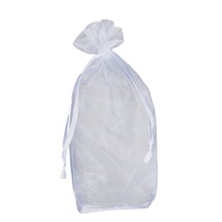 Organza bag with bottom gusset and satin ribbon-drawstring 
