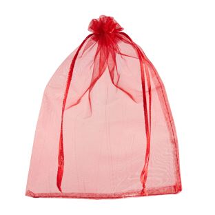 Organza bags with satin ribbon-drawstring red  | 150 x 200 mm 