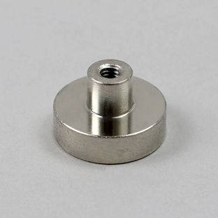 Pot magnet with screw socket, neodymium 20 mm | nickel-plated 