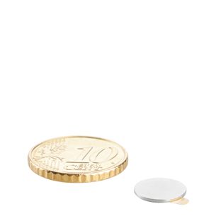 Disc magnets neodymium, self-adhesive 10 mm x 0,6 mm  | silver  | 3M 467 