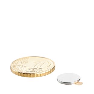 Disc magnets neodymium, self-adhesive, adhesive on north pole, 10 mm x 1 mm, N35 
