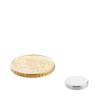 Kotoučové magnety z neodymu 10 mm x 2 mm | N35, axiální (paralelně k výšce)