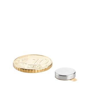 Disc magnets neodymium, self-adhesive 10 mm x 2,5 mm  | silver  | 3M 468 