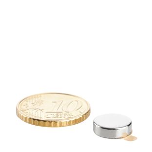 Disc magnets neodymium, self-adhesive 10 mm x 3 mm  | silver  | 3M 468 