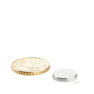 Disc magnets neodymium, self-adhesive 12 mm x 2 mm  | silver  | 3M 4920  