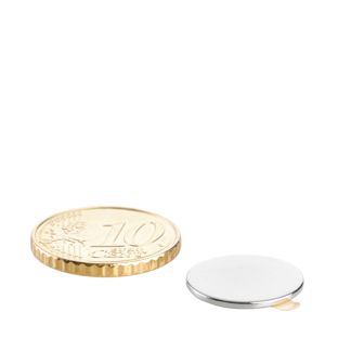 Disc magnets neodymium, self-adhesive 15 mm x 1 mm  | silver  | 3M 467 
