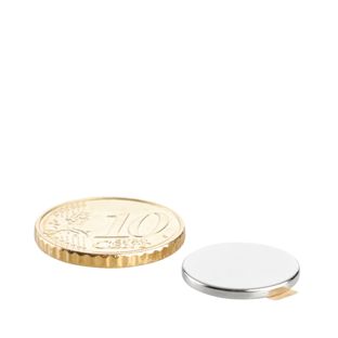 Disc magnets neodymium, self-adhesive 15 mm x 1,5 mm  | silver  | 3M 467 