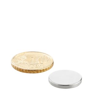 Disc magnets neodymium 15 mm x 2 mm | N35, axial (parallel to the height)