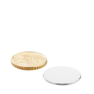 Disc magnets neodymium 20 mm x 1 mm | N35, axial (parallel to the height)