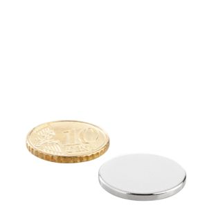 Disc magnets neodymium 20 mm x 2 mm | N35, axial (parallel to the height)