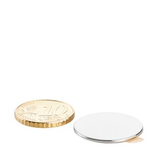 Kotoučové magnety z neodymu, samolepicí 22 mm x 1 mm  | stříbrná  | 3M 467 