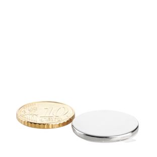Disc magnets neodymium, self-adhesive 22 mm x 2 mm  | silver  | 3M 4920  