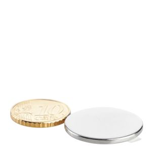 Disc magnets neodymium, self-adhesive 25 mm x 2 mm  | silver  | 3M 4920  