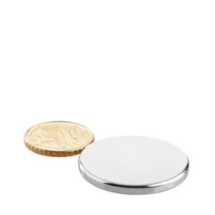 Disc magnets neodymium 30 mm x 3 mm | N45, axial (parallel to the height)