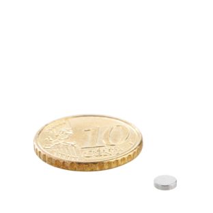 Disc magnets neodymium 4 mm x 1 mm | N45, axial (parallel to the height)