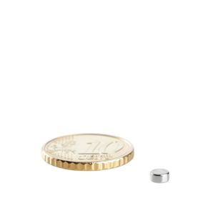 Disc magnets neodymium 4 mm x 2 mm | N45, axial (parallel to the height)
