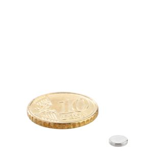Disc magnets neodymium 5 mm x 1 mm | N45, axial (parallel to the height)