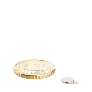Disc magnets neodymium, self-adhesive 6 mm x 0,75 mm  | silver  | 3M 467 