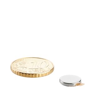 Disc magnets neodymium, self-adhesive 9,5 mm x 1,5 mm  | silver  | 3M 467 