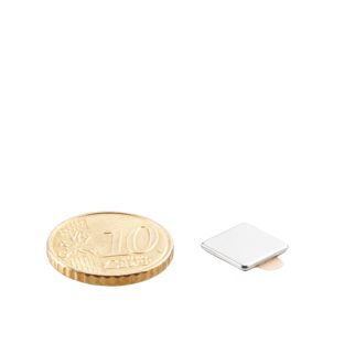 Block magnets neodymium, self-adhesive, nickel-plated 10 x 10 mm  | 1 mm