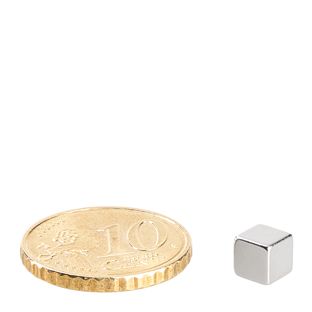 Cube magnets neodymium, nickel-plated 5 x 5 x 5 mm