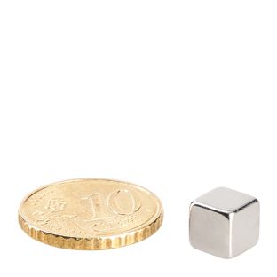Cube magnets neodymium, nickel-plated 7 x 7 x 7 mm