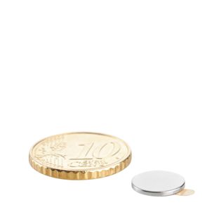 Kotoučové magnety z neodymu, samolepicí 10 mm x 1 mm  | stříbrná  | 3M 467 