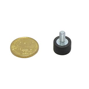 Pogumované magnety se závitem černá  | 12 mm | M4x8 mm 