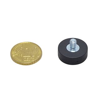 Pogumované magnety se závitem černá  | 18 mm | M4x6 mm 