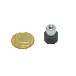 Pogumované magnety se závitovým pouzdrem černá  | 12 mm | M4 