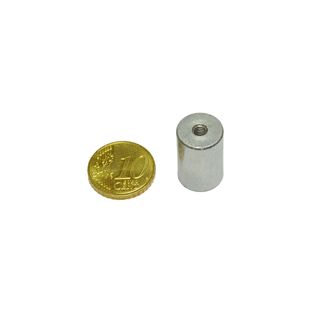 AlNiCo deep pot magnets with internal thread 13 mm | silver 