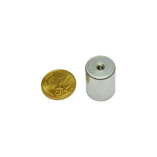 AlNiCo deep pot magnets with internal thread 16 mm | silver 