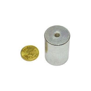 AlNiCo deep pot magnets with internal thread 25 mm | silver 