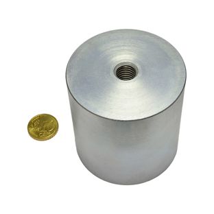AlNiCo deep pot magnets with internal thread 63 mm | silver 