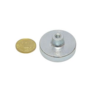 Pot magnet with screw socket, neodymium 32 mm | zinc-plated 