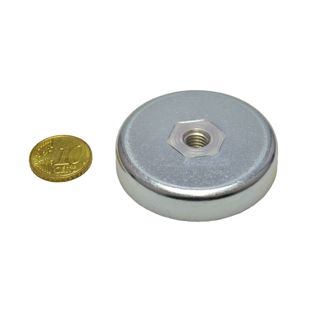 Ferrite pot magnets with internal thread 50 mm | M8  | 10 mm