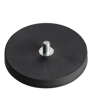 Rubber-coated magnets with thread black  | 43 mm | M4x6 mm 